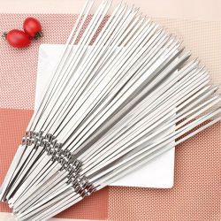 50PCS 30cm Stainless Steel BBQ Skewers Grill Roasting Meat Kebab Sticks Set 50PCS 30cm Stainless Steel BBQ Skewers Grill Roasting Meat Kebab Sticks Set