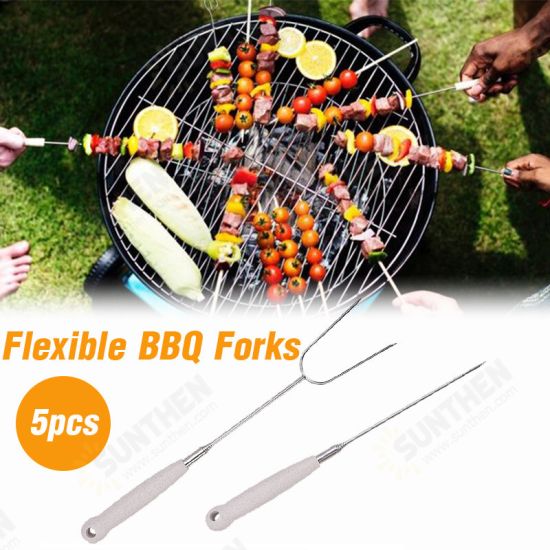 5PCS Telescoping Roasting Sticks Barbecue Spit Forks Sausage BBQ Barbecue Tool