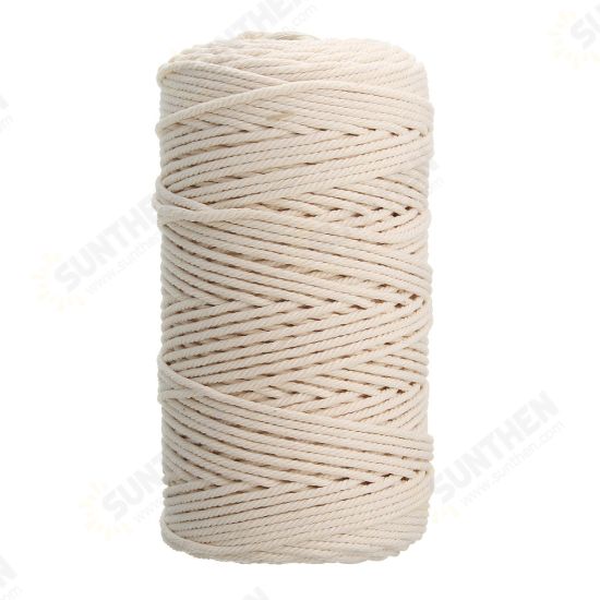 5Pcs 200Mx3mm Natural Beige Cotton Twisted Cord Rope Braided Wire DIY Craft Macrame String