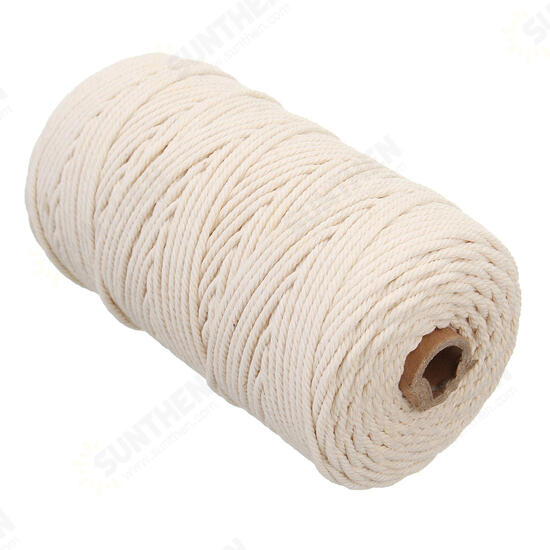 5Pcs 200Mx3mm Natural Beige Cotton Twisted Cord Rope Braided Wire DIY Craft Macrame String