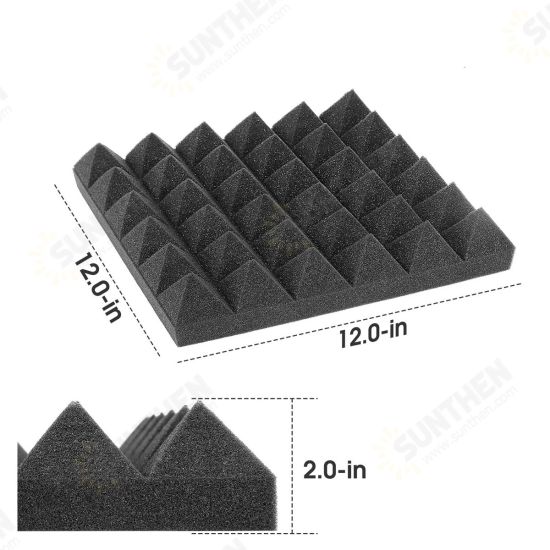 6Pcs Acoustic Foams Studio Soundproofing Wedges Tiles Black + Blue 12x12x2inch