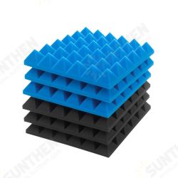 6Pcs Acoustic Foams Studio Soundproofing Wedges Tiles Black + Blue 12x12x2inch 6Pcs Acoustic Foams Studio Soundproofing Wedges Tiles Black + Blue 12x12x2inch