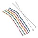 7PCS Premium Stainless Steel Metal Drinking Straw Reusable Straws Set With Cleaner Brushes