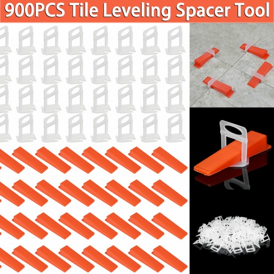900PCS Tile Leveling Spacer System Tool Kit Wedge + Clips Locator Without Plier
