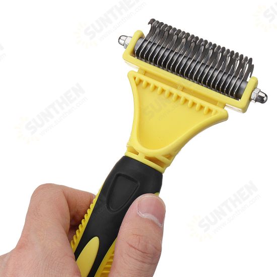 Double Sides Pet Dog Fur Brush Comb Dog Cat Grooming Deshedding Trimmer Tool Pet Rake 12/23 Blades