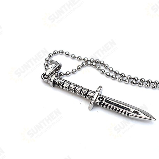 EDC Titaniumm Steel Knifee Necklace Swordd Pendant Fashion Creative Ornament Men's Necklace Outdool Self-defensee Tool