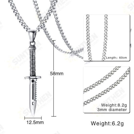 EDC Titaniumm Steel Knifee Necklace Swordd Pendant Fashion Creative Ornament Men's Necklace Outdool Self-defensee Tool