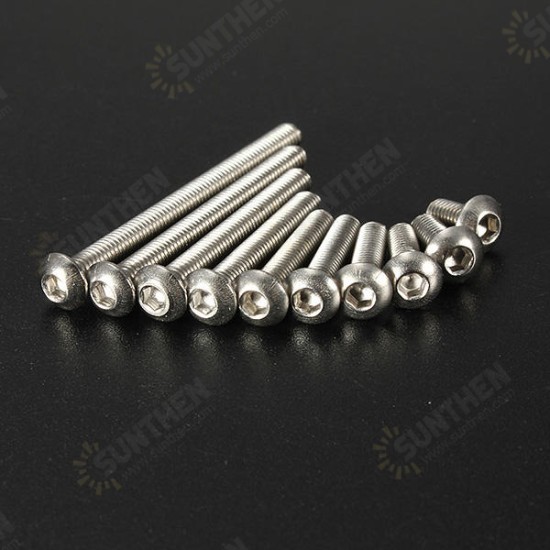 M3 Bolts Stainless Steel Screws Button Head Socket Cap 10 Size M3 Bolts Stainless Steel Screws Button Head Socket Cap 10 Size