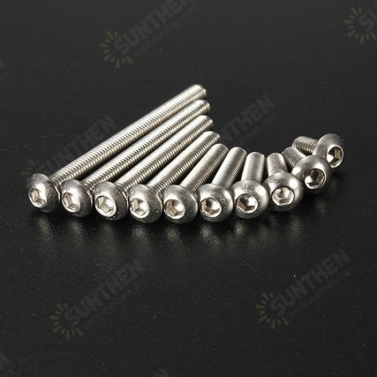 M3 Bolts Stainless Steel Screws Button Head Socket Cap 10 Size