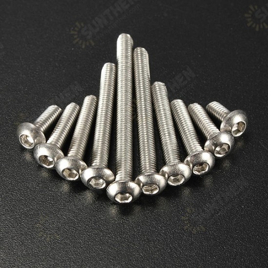 M3 Bolts Stainless Steel Screws Button Head Socket Cap 10 Size M3 Bolts Stainless Steel Screws Button Head Socket Cap 10 Size