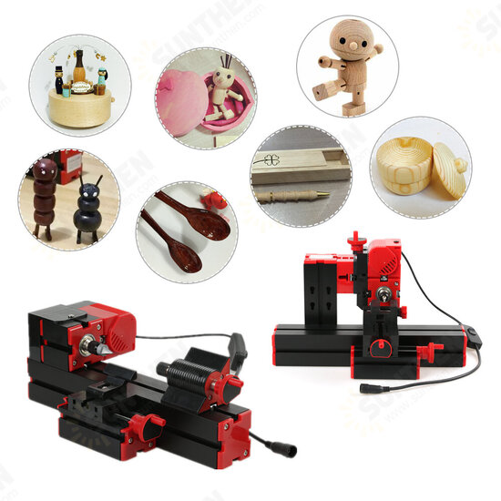 Mini 6 in 1 Lathe Machine for DIY Assembly of Sawing Machine, Grinder, Driller, Wood Lathe, Metal Lathe, Miller.