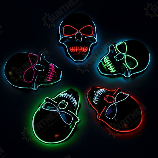 Skeleton Mask EL Wire Light Up Skull Mask for Halloween Costume Accessory