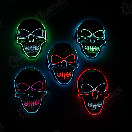 Skeleton Mask EL Wire Light Up Skull Mask for Halloween Costume Accessory