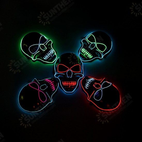 Skeleton Mask EL Wire Light Up Skull Mask for Halloween Costume Accessory