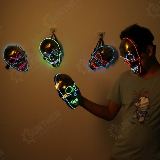 Skeleton Mask EL Wire Light Up Skull Mask for Halloween Costume Accessory