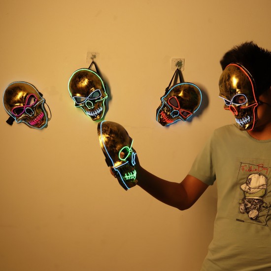 Skeleton Mask EL Wire Light Up Skull Mask for Halloween Costume Accessory