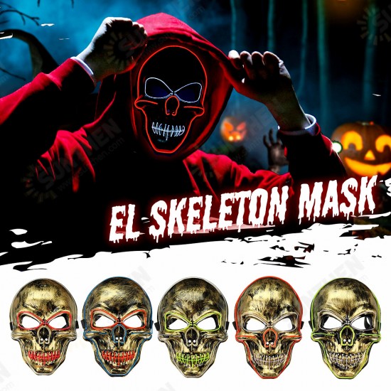 Skeleton Mask EL Wire Light Up Skull Mask for Halloween Costume Accessory