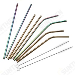 Stainless Steel Straw Set Long Metal Environment-Friendly Drinking Straws Kit With 2 Brushes Bag Stainless Steel Straw Set Long Metal Environment-Friendly Drinking Straws Kit With 2 Brushes Bag