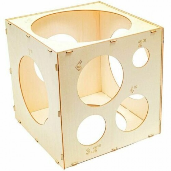 Wood Balloon Sizer Cube Template Box for Wedding Party 9 Holes 2 To 10 Inches Tool