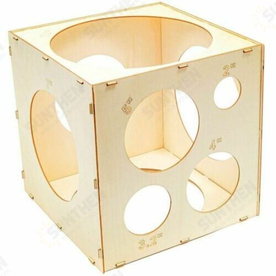 Wood Balloon Sizer Cube Template Box for Wedding Party 9 Holes 2 To 10 Inches Tool