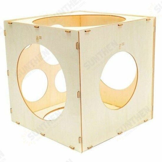 Wood Balloon Sizer Cube Template Box for Wedding Party 9 Holes 2 To 10 Inches Tool