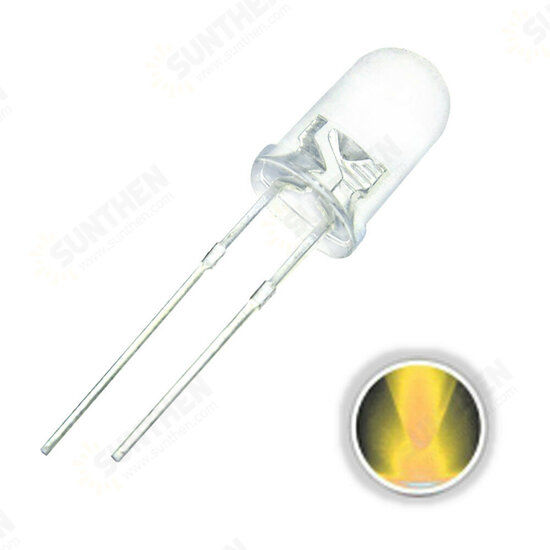 100PCS 5MM 20mA 3V Warm White Transparent Ultra Bright 3000K Round LED Diode DIY Lamp