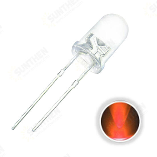 100PCS 5MM 20mA Transparent Round Emitting Color Orange DIY LED Diode Light Set