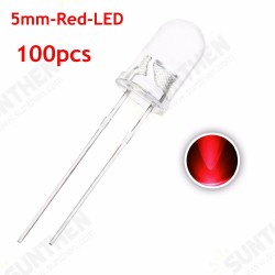 100pcs 5mm F5 DIY Red Transparent Round 20mA 2V LED Diode Emitting Lamp Through Hole 100pcs 5mm F5 DIY Red Transparent Round 20mA 2V LED Diode Emitting Lamp Through Hole