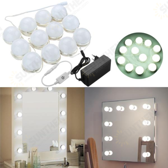 4M 12Bulbs White Hollywood Style LED Vanity Mirror Lights Kit + EU Adapter+Dimmer DC12V