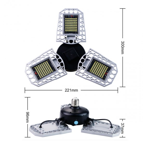 AC170-265V E26 Waterproof 150W Light Sensor 240 LED Garage Bulb Deformable Ceiling Lamp Home Outdoor Use