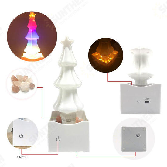 DC5V USB 4.7W 5 Modes Crystal Salt Stone Christmas RGB Tree Shape 73 LED Bulb Festival Gift Party Night Light