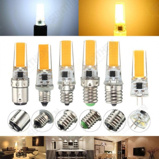 Dimmable E11 E12 E14 E17 G8 BA15D 2.5W LED COB Silicone Light Lamp Bulb 220V