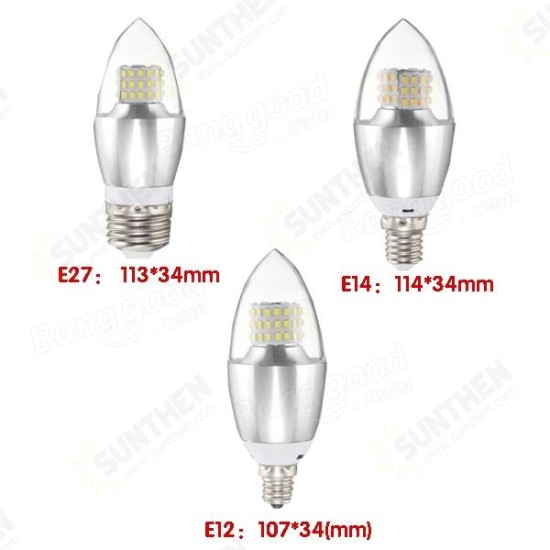 Dimmable E14 E12 E27 7W 60 580LM SMD 3014 LED White Warm White Candle Light Lamp Bulb AC 110V Dimmable E14 E12 E27 7W 60 580LM SMD 3014 LED White Warm White Candle Light Lamp Bulb AC 110V