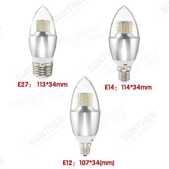 Dimmable E14 E12 E27 7W 60 580LM SMD 3014 LED White Warm White Candle Light Lamp Bulb AC 110V