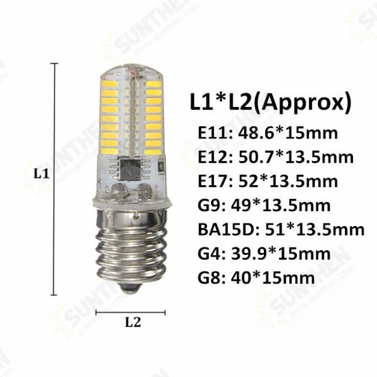 Dimmable E17 E11 E12 BA15D G4 G8 G9 3W 72 SMD 4014 LED Warm White White Corn Bulb Light AC220V