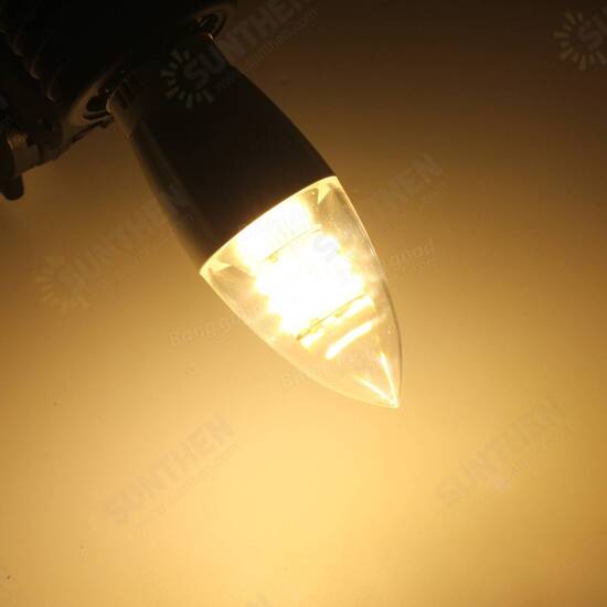 Dimmable E27 E12 E14 7W 60 SMD 3014 LED Warm White White Sliver Candle Lamp Bulb AC 220V