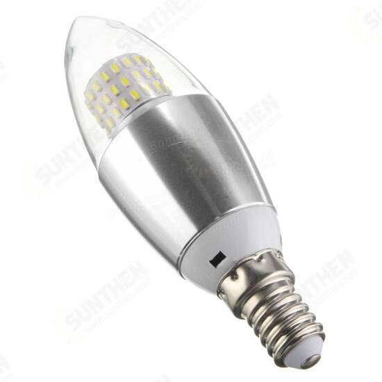 Dimmable E27 E12 E14 7W 60 SMD 3014 LED Warm White White Sliver Candle Lamp Bulb AC 220V