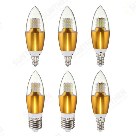 Dimmable E27 E14 E12 7W 60 SMD 3014 LED Pure White Warm White Candle Light Lamp Bulb AC110V