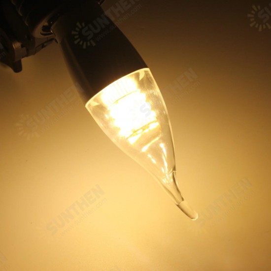 Dimmable E27 E14 E12 7W 60 SMD 3014 LED Pure White Warm White Sliver Candle Light Lamp Bulb AC110V