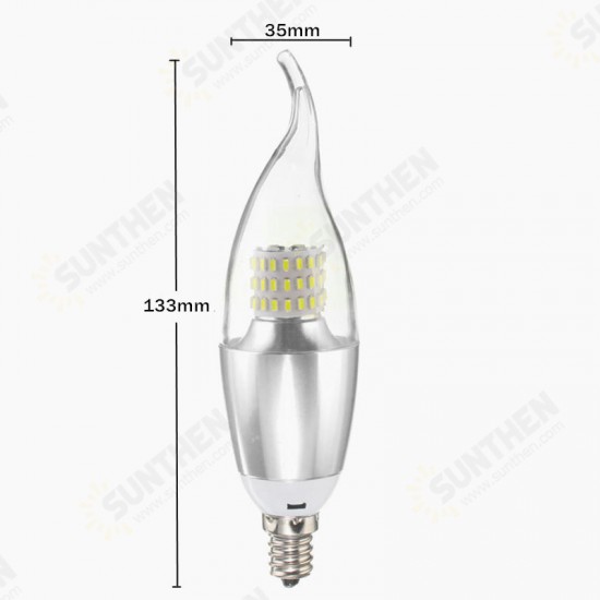 Dimmable E27 E14 E12 7W 60 SMD 3014 LED Pure White Warm White Sliver Candle Light Lamp Bulb AC110V