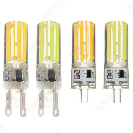 Dimmable G4 G9 5W Silicone Warm White Pure White LED COB Light Bulb Chandelier Lamp AC220V