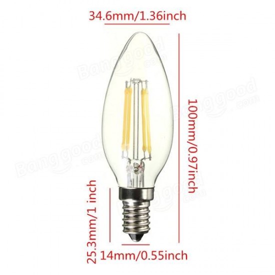 E12 4W 400lm COB Not DimmableWhite/Warm White LED Candle Light Bulb 110V
