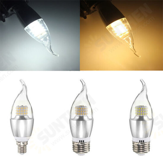 E14 E12 E27 7W 60 SMD 3014 LED White Warm White Glass Candle Lamp Bulb Non-Dimmable AC 85-265V