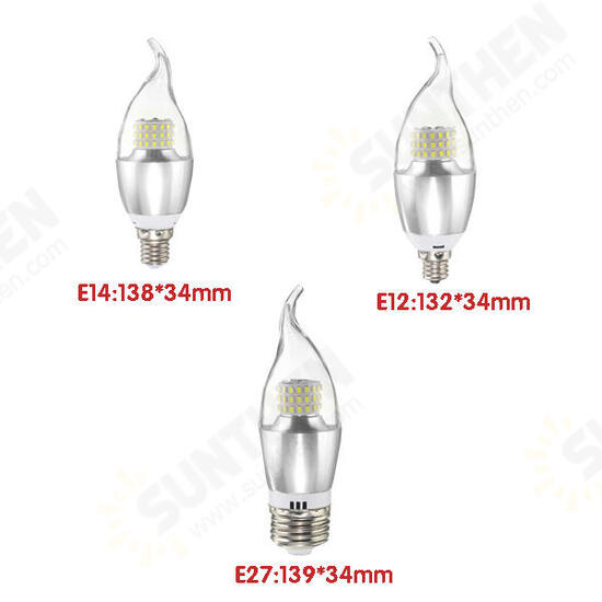 E14 E12 E27 7W 60 SMD 3014 LED White Warm White Glass Candle Lamp Bulb Non-Dimmable AC 85-265V