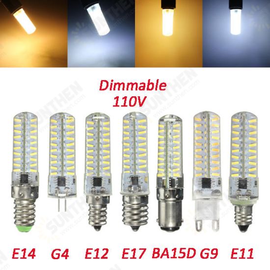 G4/G9/E11/E12/E14/E17/BA15D Dimmable LED Bulb 4W 80 SMD 4014 Corn Light Lamp AC 110V