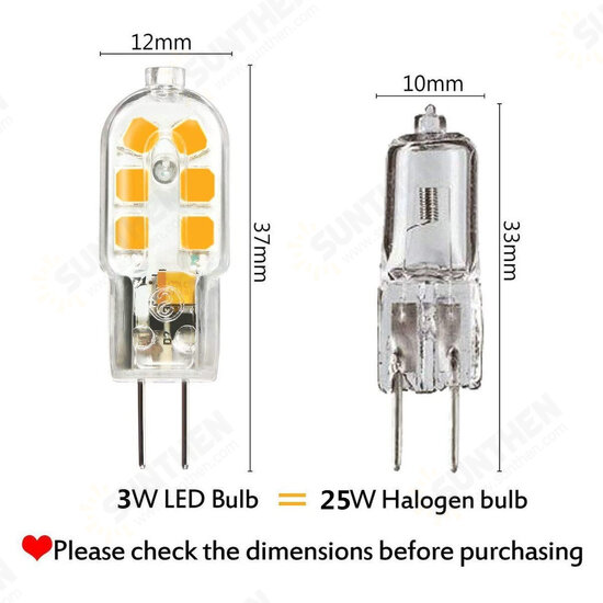 10 Pack LED Bulb G4 3W Energy Saving 25W Equivalent Halogen/Incandescent Lamp G4 LED 360° Beam Angle AC/DC 12V 250LM Warm White 3000K