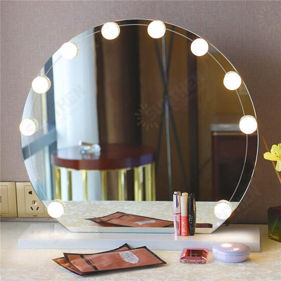 USB Powered DC5V 10 Bulb Dimmable LED String Light Mirror White Makeup Lamp Ambient Decor