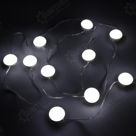 USB Powered DC5V 10 Bulb Dimmable LED String Light Mirror White Makeup Lamp Ambient Decor