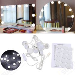 USB Powered DC5V 10 Bulb Dimmable LED String Light Mirror White Makeup Lamp Ambient Decor USB Powered DC5V 10 Bulb Dimmable LED String Light Mirror White Makeup Lamp Ambient Decor