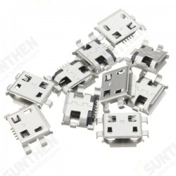 10Pcs Micro USB Type B Female 5Pin Socket 4Legs SMD SMT Soldering Connector 10Pcs Micro USB Type B Female 5Pin Socket 4Legs SMD SMT Soldering Connector